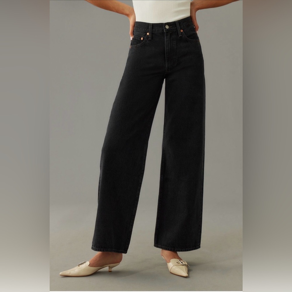 Levi Ribcage Black Wide-Leg Jeans